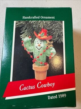 Hallmark Cactus Cowboy Ornament - Green with Red Hat Accents